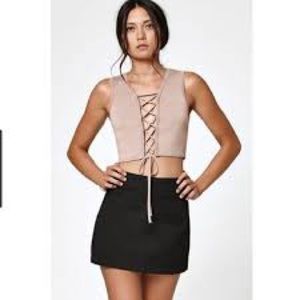 Kendall and Kylie tan lace up tank top from Pacsun